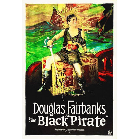 Black Pirate, The, Fairbanks,  1926 Black Modern Wood Framed Art Print with Double Matting by Hollywood Photo Archive