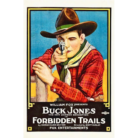 Buck Jones, Forbiden Trails,  1920 Gold Ornate Wood Framed Art Print with Double Matting by Hollywood Photo Archive