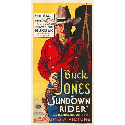 Buck Jones, Sundown Rider White Modern Wood Framed Art Print by Hollywood Photo Archive