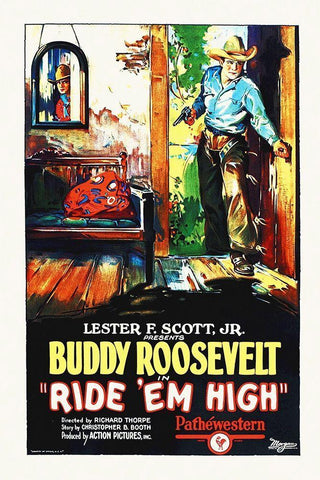 Buddy Roosevelt, Ride Em High Black Ornate Wood Framed Art Print with Double Matting by Hollywood Photo Archive