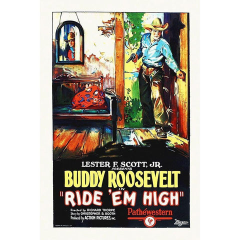 Buddy Roosevelt, Ride Em High White Modern Wood Framed Art Print by Hollywood Photo Archive