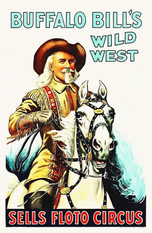 Buffalo Bill White Modern Wood Framed Art Print with Double Matting by Hollywood Photo Archive