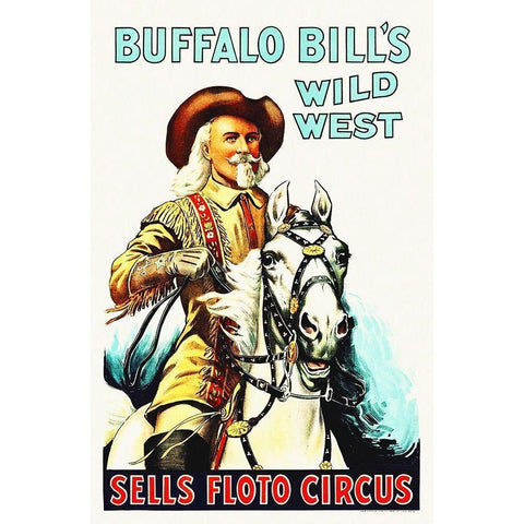 Buffalo Bill White Modern Wood Framed Art Print by Hollywood Photo Archive