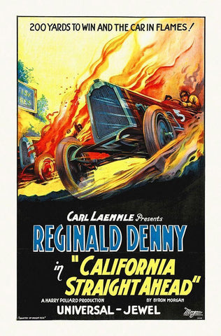 California Straight Ahead,  1925 Black Ornate Wood Framed Art Print with Double Matting by Hollywood Photo Archive