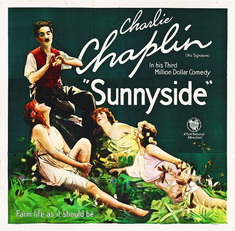 Chaplin, Charlie, Sunnyside,  1919 Black Ornate Wood Framed Art Print with Double Matting by Hollywood Photo Archive