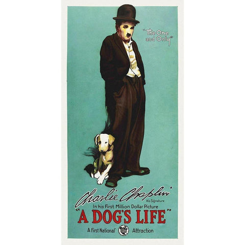 Chaplin, Charlie, A Dogs Life, 1918 Black Modern Wood Framed Art Print with Double Matting by Hollywood Photo Archive