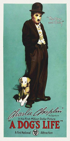 Chaplin, Charlie, A Dogs Life, 1918 White Modern Wood Framed Art Print with Double Matting by Hollywood Photo Archive