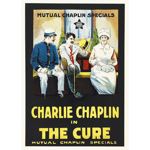 Chaplin, Charlie -The Cure poster White Modern Wood Framed Art Print by Hollywood Photo Archive