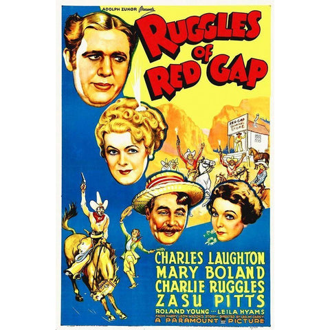 Charles Laughton and Zasu Pitts in Ruggles of Red Gap Black Modern Wood Framed Art Print by Hollywood Photo Archive