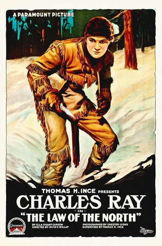 Charles Ray, The Law Of The North,  1918 Black Ornate Wood Framed Art Print with Double Matting by Hollywood Photo Archive