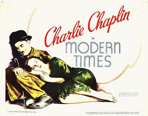 Charlie Chaplin, Modern Times White Modern Wood Framed Art Print with Double Matting by Hollywood Photo Archive