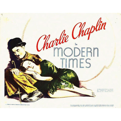 Charlie Chaplin, Modern Times White Modern Wood Framed Art Print by Hollywood Photo Archive