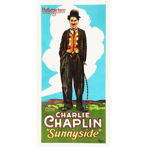 Charlie Chaplin, Sunnyside Black Modern Wood Framed Art Print with Double Matting by Hollywood Photo Archive