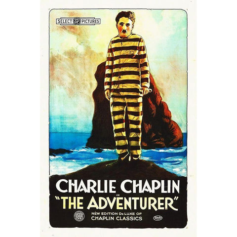 Charlie Chaplin, The Adventurer, 1915 Gold Ornate Wood Framed Art Print with Double Matting by Hollywood Photo Archive