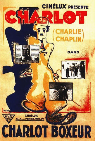 Charlie Chaplin, The Champion,  1915 White Modern Wood Framed Art Print with Double Matting by Hollywood Photo Archive