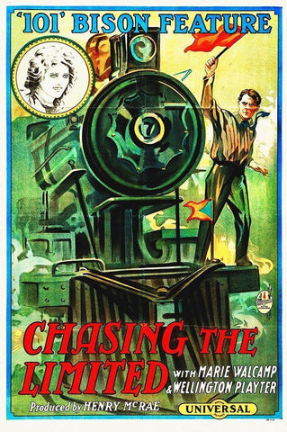 Chasing the Limited, 1915 Black Ornate Wood Framed Art Print with Double Matting by Hollywood Photo Archive