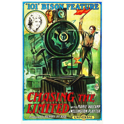 Chasing the Limited, 1915 Black Modern Wood Framed Art Print with Double Matting by Hollywood Photo Archive