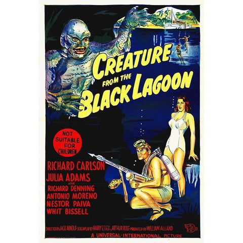 Creature From the Black Lagoon White Modern Wood Framed Art Print by Hollywood Photo Archive