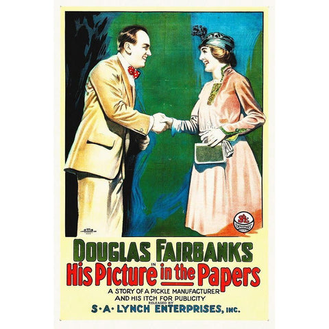 Douglas Fairbanks, His Picture In The Papers Gold Ornate Wood Framed Art Print with Double Matting by Hollywood Photo Archive
