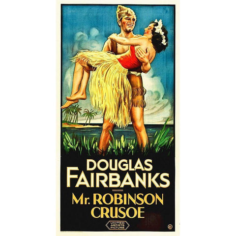 Douglas Fairbanks, Mr Robinson Crusoe, 1932 White Modern Wood Framed Art Print by Hollywood Photo Archive