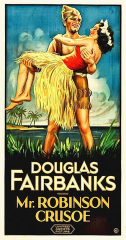 Douglas Fairbanks, Mr Robinson Crusoe, 1932 White Modern Wood Framed Art Print with Double Matting by Hollywood Photo Archive