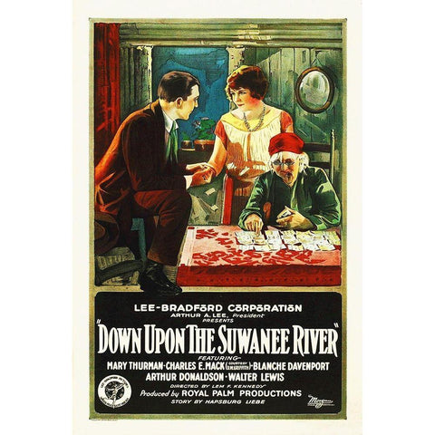 Down Upon Swanee River Black Modern Wood Framed Art Print with Double Matting by Hollywood Photo Archive