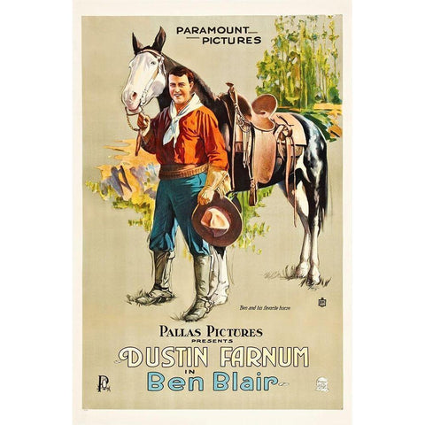 Dustin Farnum, Ben Blair,  1916 White Modern Wood Framed Art Print by Hollywood Photo Archive