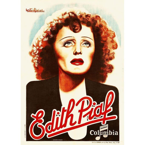 Edith Piaf Black Modern Wood Framed Art Print with Double Matting by Hollywood Photo Archive