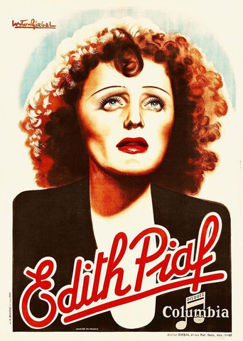 Edith Piaf Black Ornate Wood Framed Art Print with Double Matting by Hollywood Photo Archive