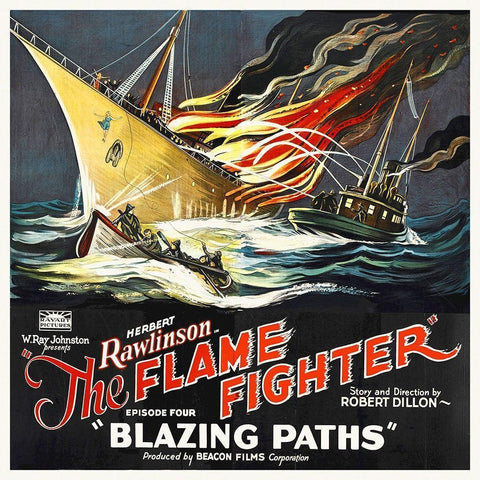 Flame Fighter, Blazing Paths, Herbert Rawlinson, 1925 Black Modern Wood Framed Art Print with Double Matting by Hollywood Photo Archive