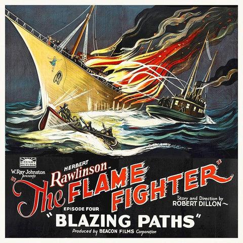 Flame Fighter, Blazing Paths, Herbert Rawlinson, 1925 Black Ornate Wood Framed Art Print with Double Matting by Hollywood Photo Archive