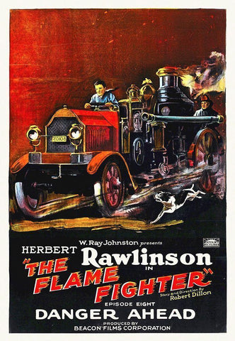 Flame Fighter, Danger Ahead, Herbert Rawlinson 11 Black Ornate Wood Framed Art Print with Double Matting by Hollywood Photo Archive