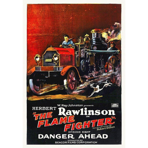 Flame Fighter, Danger Ahead, Herbert Rawlinson 11 Black Modern Wood Framed Art Print with Double Matting by Hollywood Photo Archive