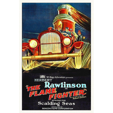 Flame Fighter, Scalding Seas, Herbert Rawlinson 12 White Modern Wood Framed Art Print by Hollywood Photo Archive