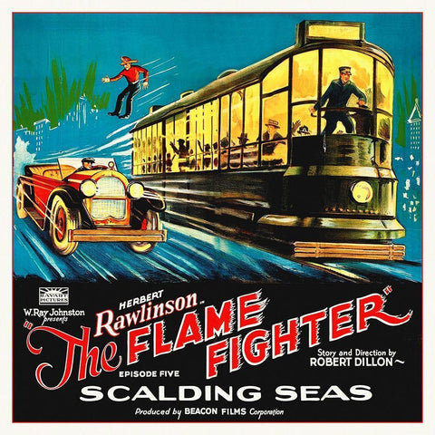 Flame Fighter, 6 sheet, 1925 White Modern Wood Framed Art Print with Double Matting by Hollywood Photo Archive