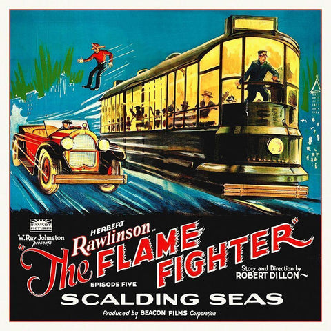 Flame Fighter, 6 sheet, 1925 White Modern Wood Framed Art Print by Hollywood Photo Archive