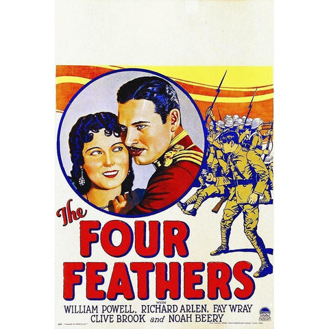 Four Feathers Black Modern Wood Framed Art Print with Double Matting by Hollywood Photo Archive