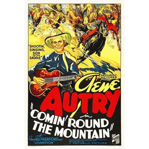 Gene Autry Black Modern Wood Framed Art Print with Double Matting by Hollywood Photo Archive