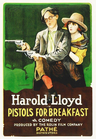 Harold Lloyd, Pistols For Breakfast White Modern Wood Framed Art Print with Double Matting by Hollywood Photo Archive