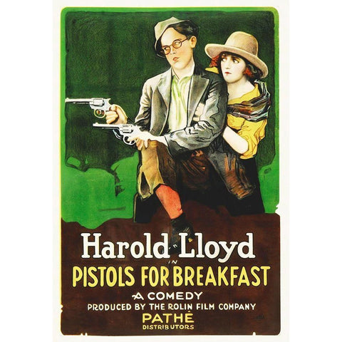 Harold Lloyd, Pistols For Breakfast Gold Ornate Wood Framed Art Print with Double Matting by Hollywood Photo Archive