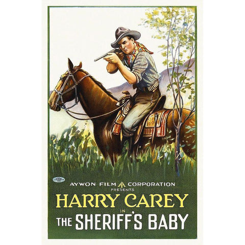 Harry Carey, The Sheriffs Baby,  1920 White Modern Wood Framed Art Print by Hollywood Photo Archive