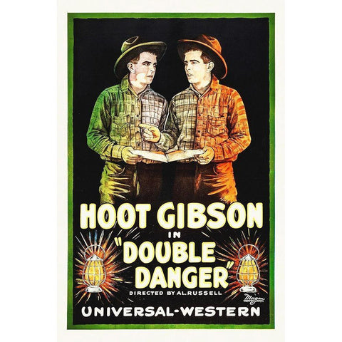 Hoot Gibson, Double Danger, 1920 Black Modern Wood Framed Art Print with Double Matting by Hollywood Photo Archive