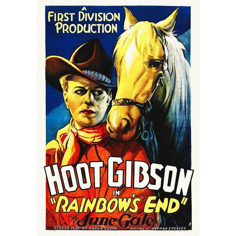 Hoot Gibson, Rainbows End White Modern Wood Framed Art Print by Hollywood Photo Archive