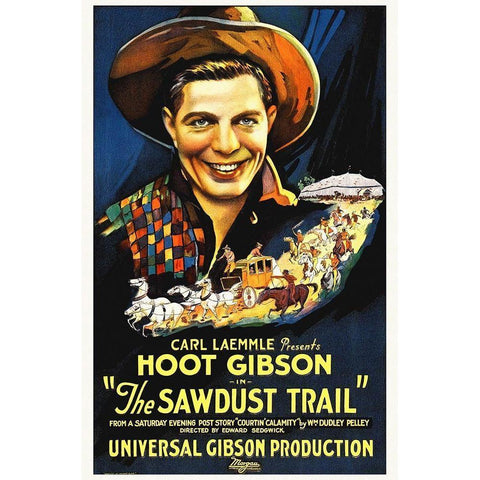 Hoot Gibson, The Sawdust Trail White Modern Wood Framed Art Print by Hollywood Photo Archive