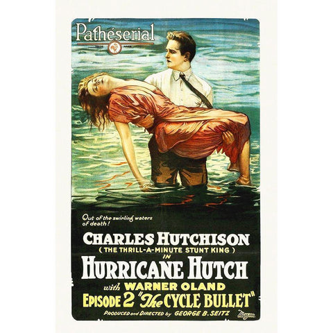 Hutch, The Cycle Bullet, ep 2,  1921 White Modern Wood Framed Art Print by Hollywood Photo Archive