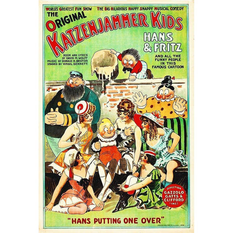 Katzenjammer Kids,  1918 Black Modern Wood Framed Art Print with Double Matting by Hollywood Photo Archive