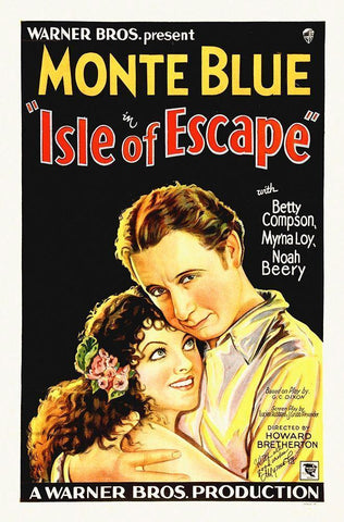 Monte Blue with Myrna Loy, Isle of Escape, 1930 Black Ornate Wood Framed Art Print with Double Matting by Hollywood Photo Archive