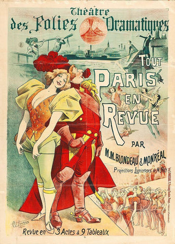 Paris Revue 1893 White Modern Wood Framed Art Print with Double Matting by Hollywood Photo Archive