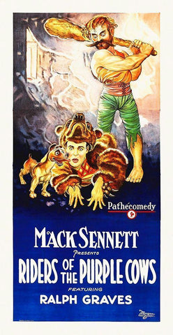 Riders of the Purple Cows Black Ornate Wood Framed Art Print with Double Matting by Hollywood Photo Archive