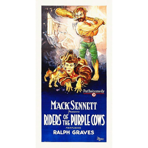 Riders of the Purple Cows Black Modern Wood Framed Art Print by Hollywood Photo Archive